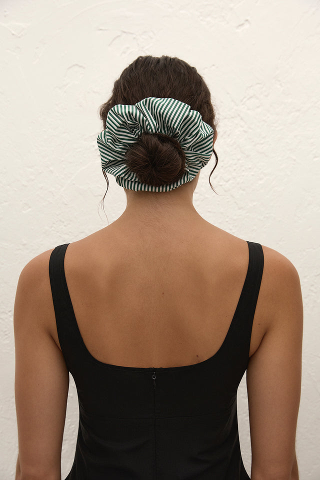 Hair Scrunchie Green Stripe