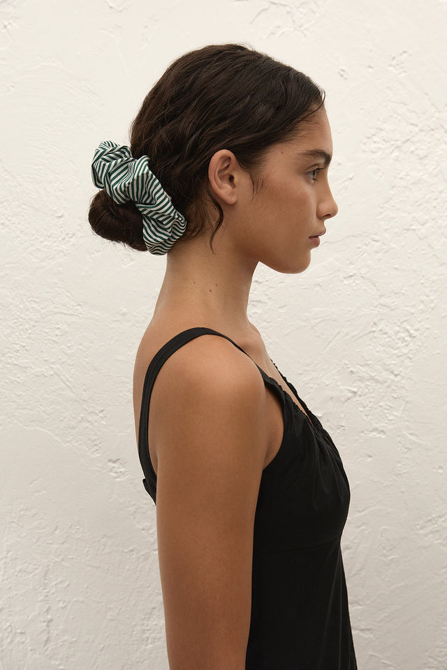 Hair Scrunchie Green Stripe