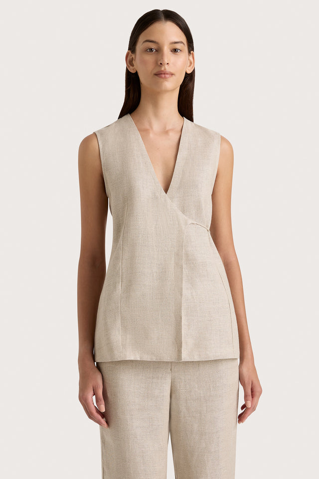 Lulea Wrap Vest Oatmeal