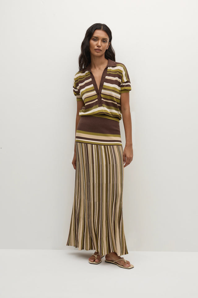 Citara Skirt Espresso Pine Stripe