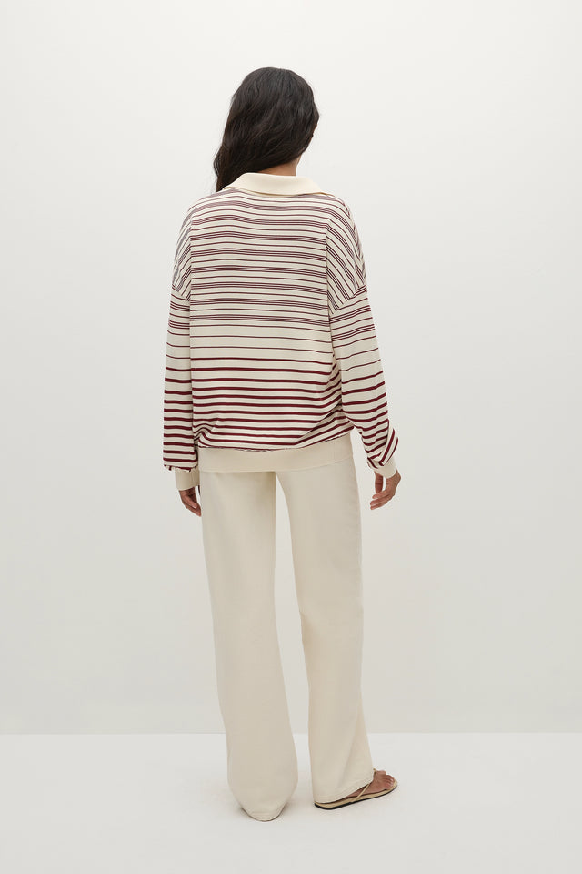 Harlow Polo Scandi Stripe Red Cream