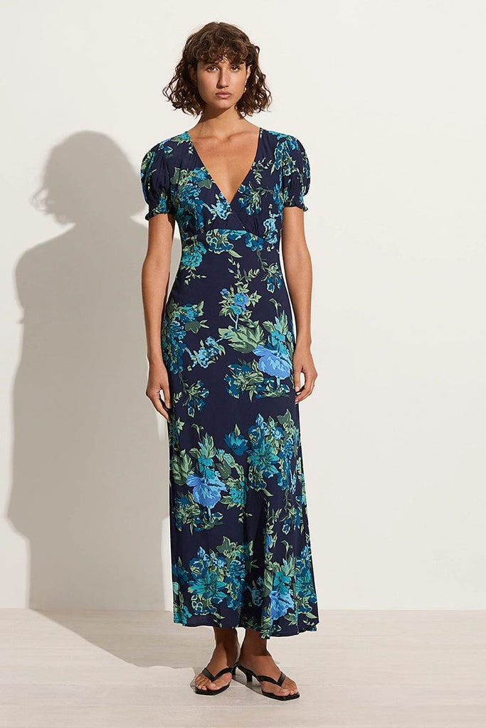 Reis Maxi Dress Escala Floral Navy - Faithfull the Brand