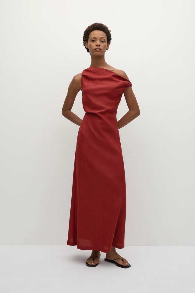 Suis Midi Dress Deep Red - Final Sale Suis Midi Dress Deep Red - Final Sale