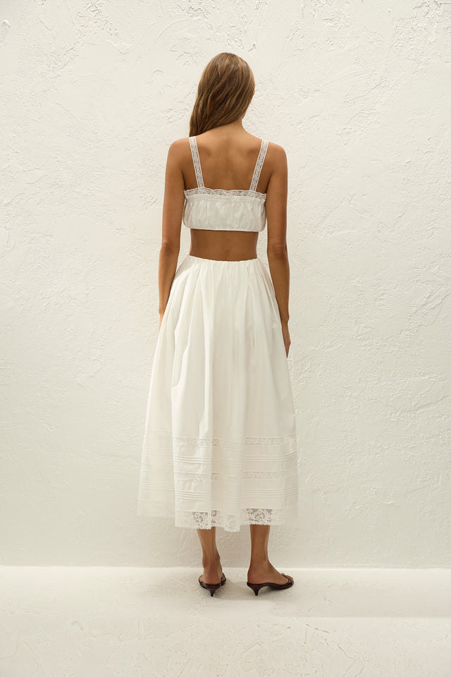 Lyon Midi Skirt Ixora Lace White
