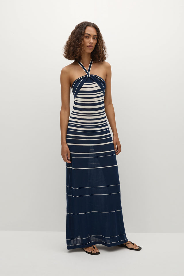 Axel Maxi Dress Accordion Stripe Cream Navy - Faithfull the Brand INT Axel Maxi Dress Accordion Stripe Cream Navy - Faithfull the Brand INT