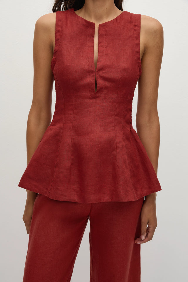 Melia Top Deep Red