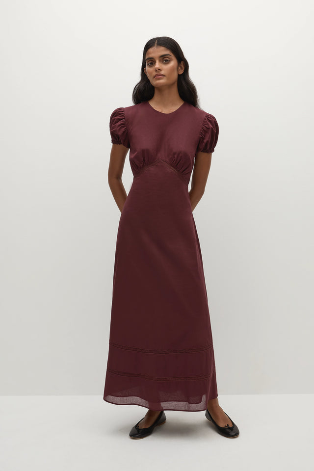 Dagny Midi Dress Bordeaux