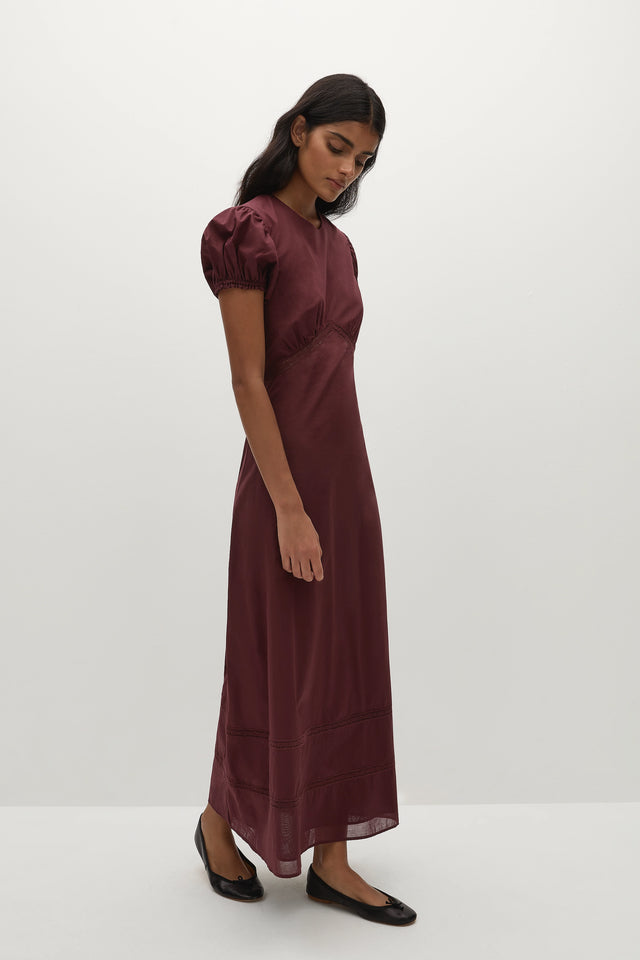 Dagny Midi Dress Bordeaux