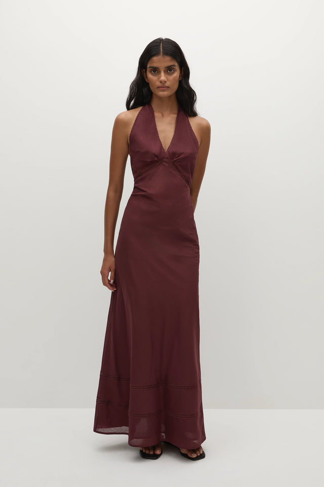 Faithfull | Women's Jasmine Maxi Dress Bordeaux - Final Sale | XXL Faithfull | Women's Jasmine Maxi Dress Bordeaux - Final Sale | XXL