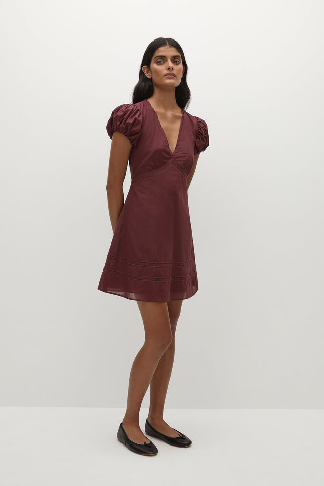 bordeaux mini dress Oleandra Turtleneck Draped Mini Dress Bordeaux