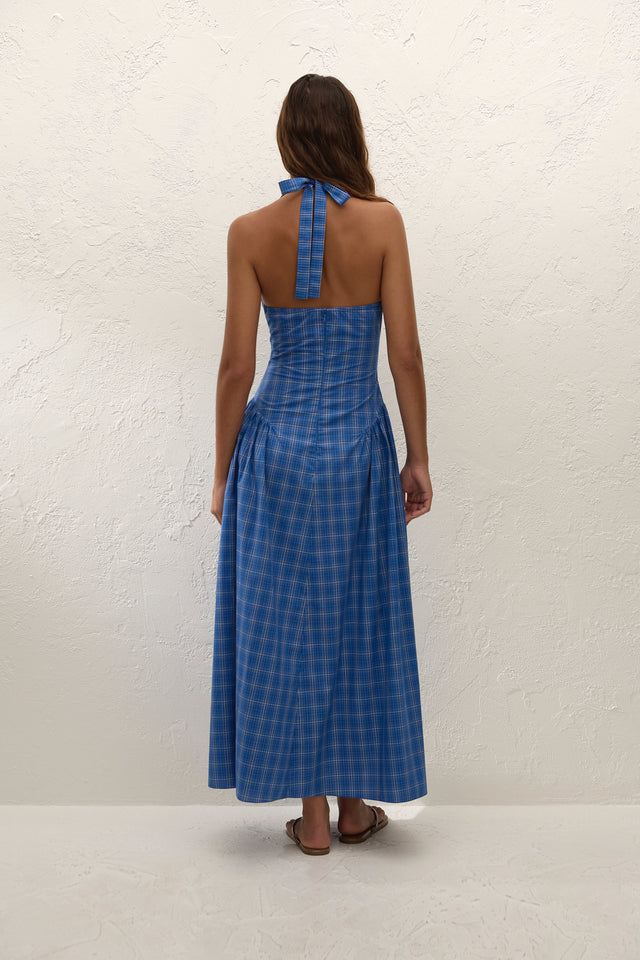 faithfull yasmin midi dress Del Ros Midi Dress Flor Check Cobalt