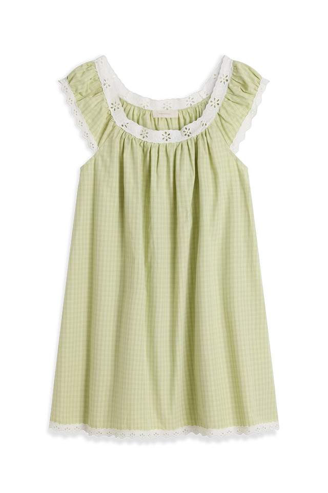 Arcadia Mini Dress Micro Check Pistachio