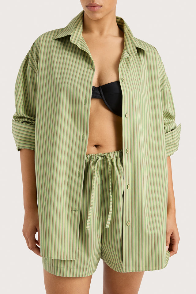 Freja Shorts Green Stripe