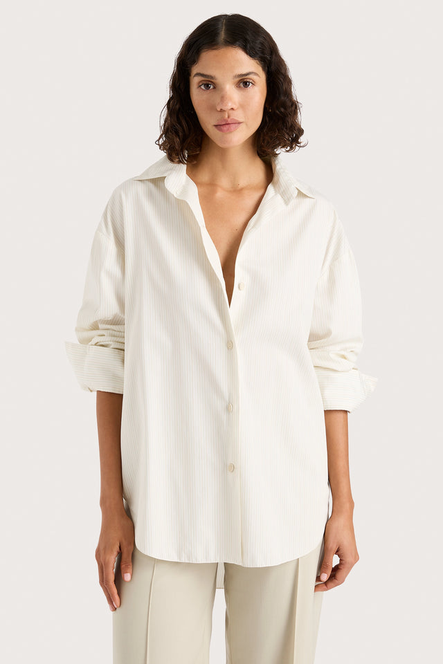 Freja Shirt Cream Pinstripe