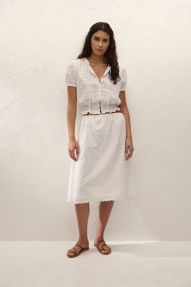 Santana Skirt Lucy Broderie White