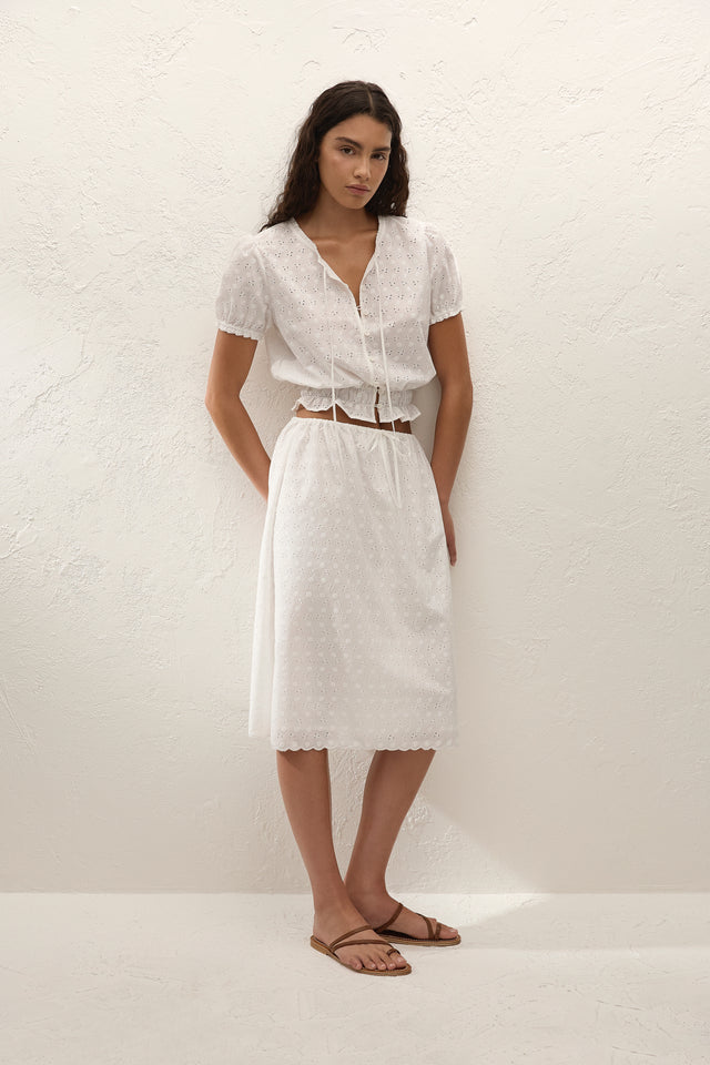 Santana Skirt Lucy Broderie White