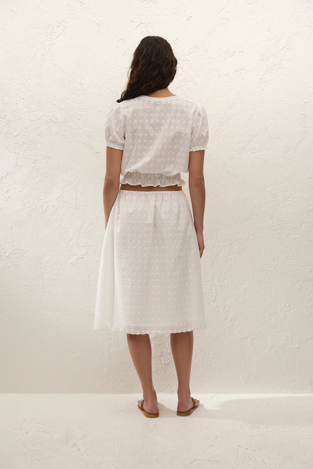 Santana Skirt Lucy Broderie White