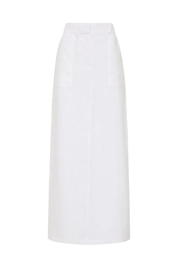 White linen straight sales skirt