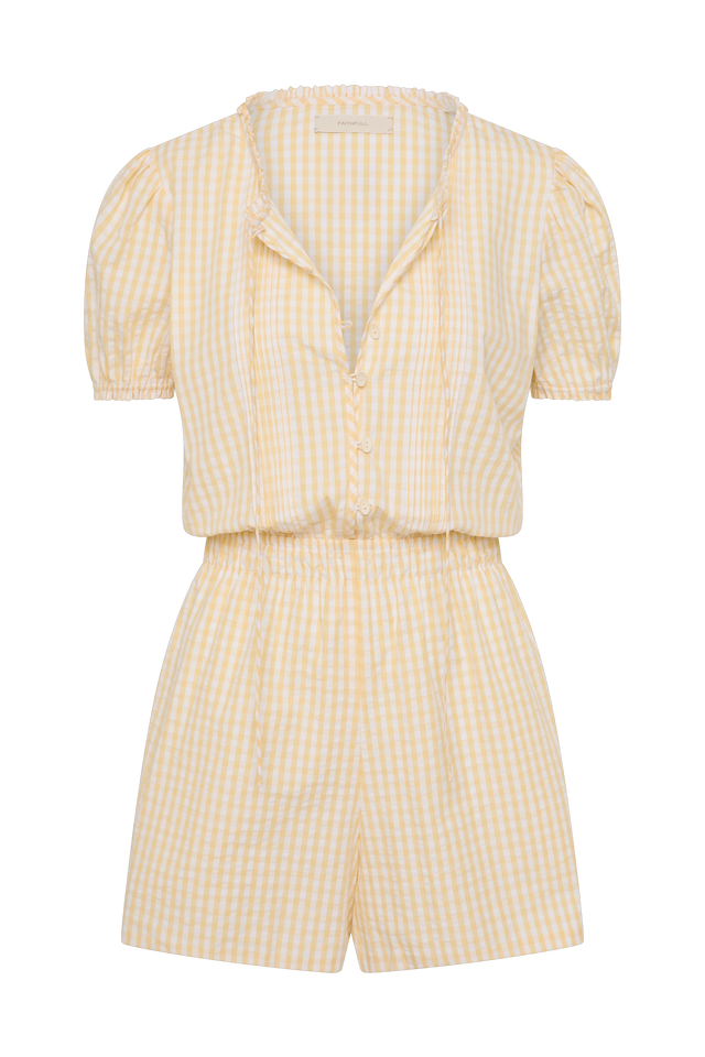 Roma Playsuit Butter Textured Gingham