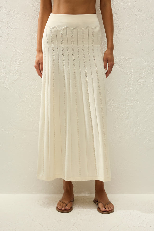 Mieralla Maxi Skirt Maja Pointelle Vintage White