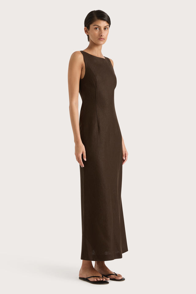Lydie Maxi Dress Coffee - Faithfull the Brand INT Lydie Maxi Dress Coffee - Faithfull the Brand INT