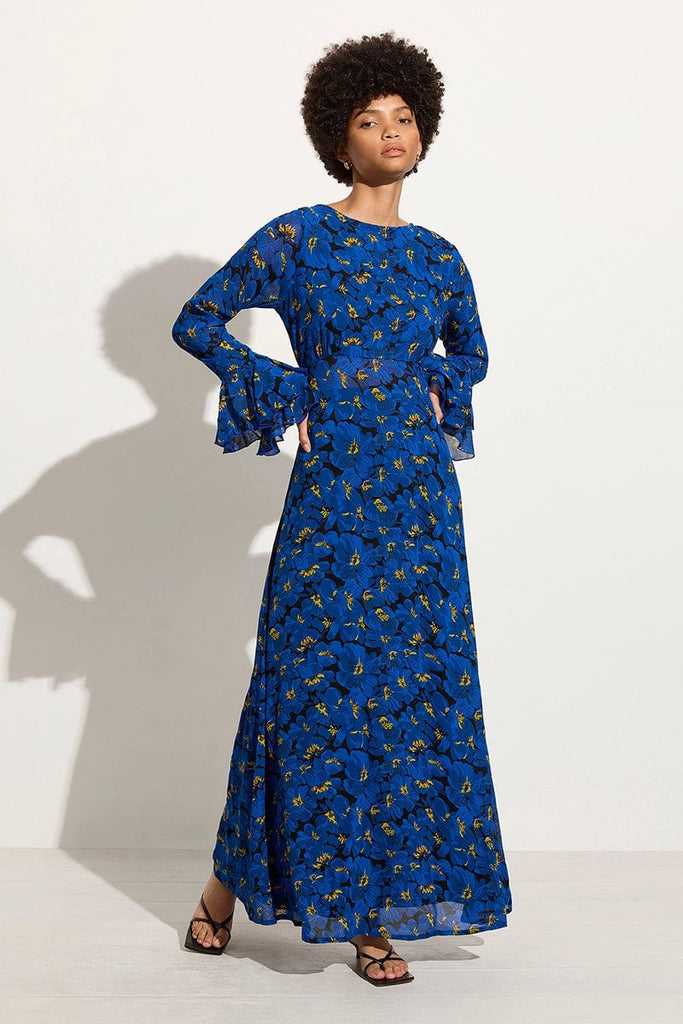 La Joya Maxi Dress El Limon Floral Blue Faithfull the Brand