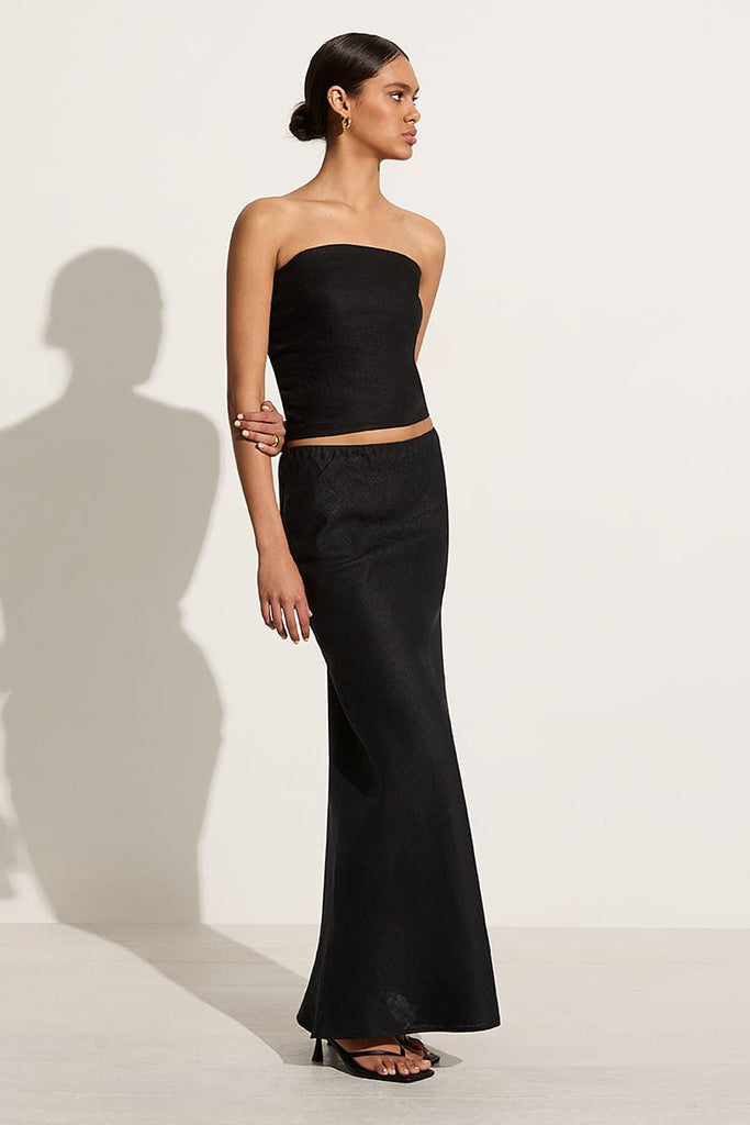 A feminine slip silhouette, the Davina Bias Skirt in Natural Linen • Online  now.