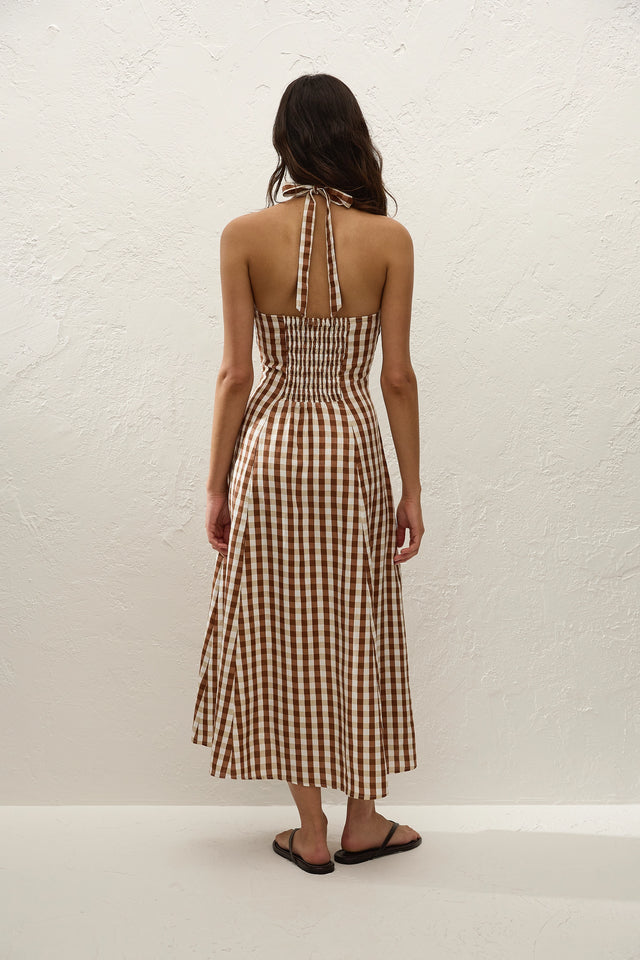 Marais Midi Dress Gingham Cedar