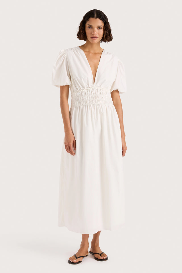 faithfull the brand white midi dress Faithfull | Taylor Midi Dress White | Women's Midi Dress