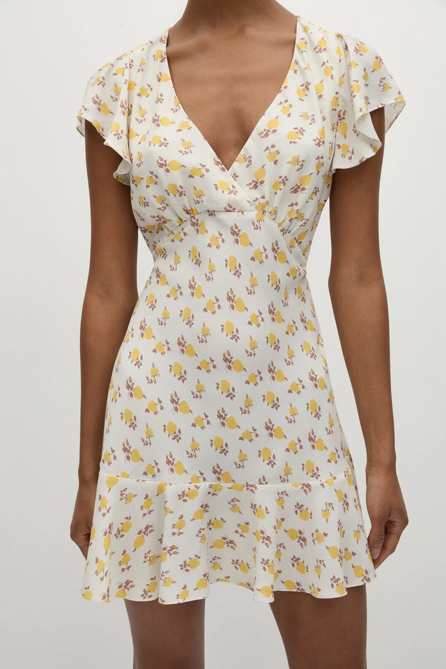 alba frill trim mini dress Alba Frill Trim Mini Dress Lemon