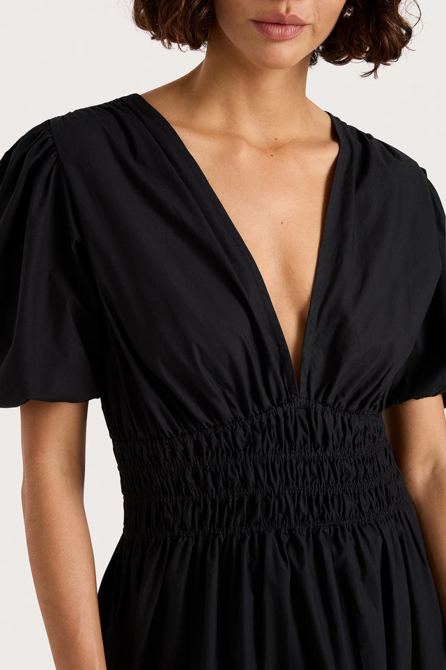 faithfull the brand black midi dress Faithfull The Brand Jamie Midi Dress
