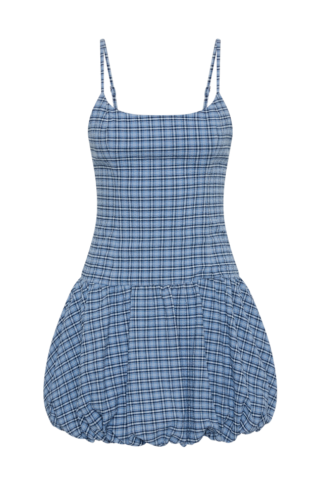 Pelea Mini Dress Vintage Blue Check - Faithfull the Brand INT Pelea Mini Dress Vintage Blue Check - Faithfull the Brand INT