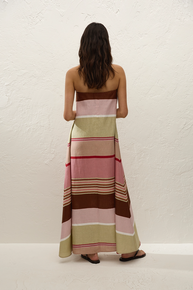 Yolina Maxi Dress Barragan Stripe Dusty Mauve