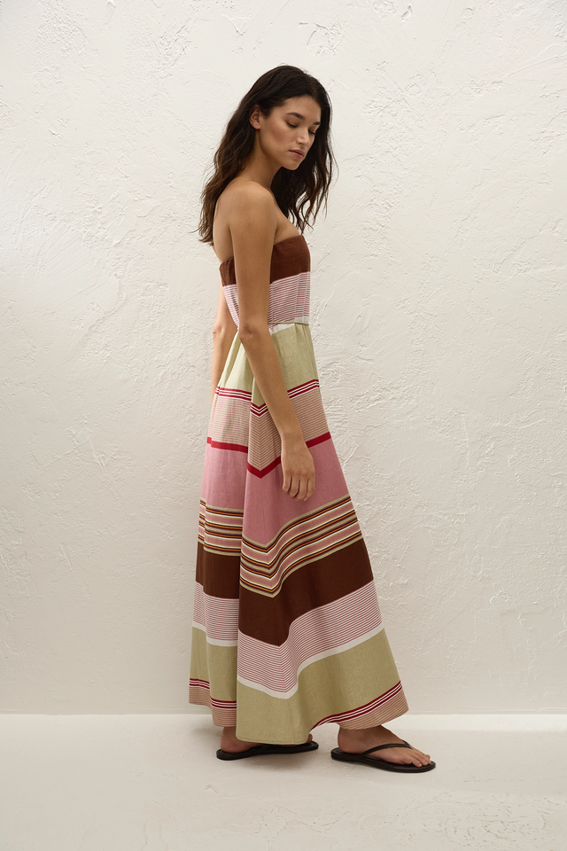 Yolina Maxi Dress Barragan Stripe Dusty Mauve