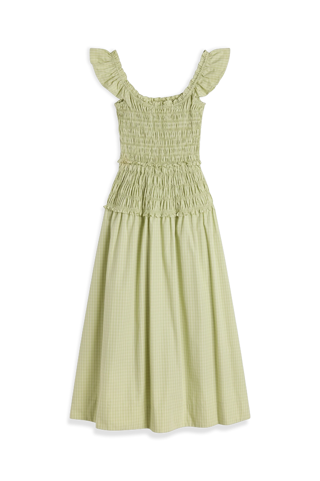 Catalina Midi Dress Micro Check Pistachio