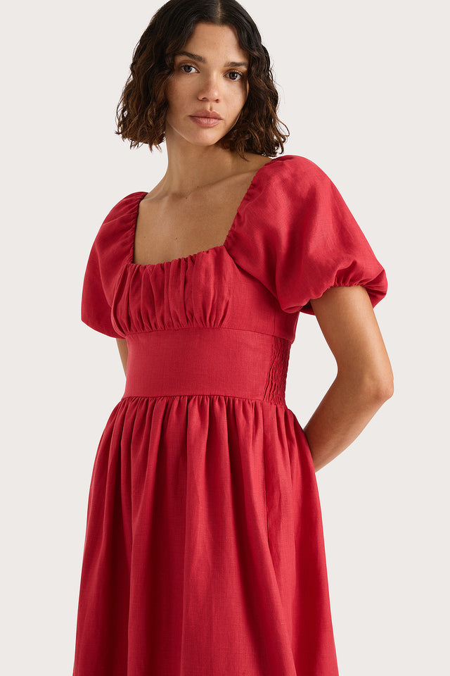 red dress sale Dalia Midi Dress Red