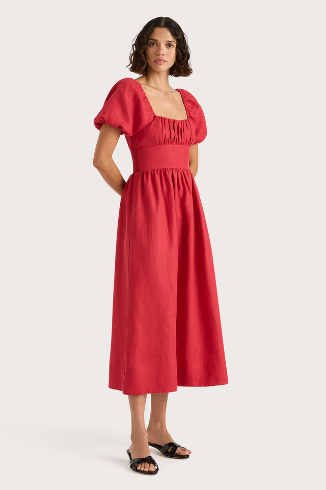 Dalia Midi Dress Red - Final Sale