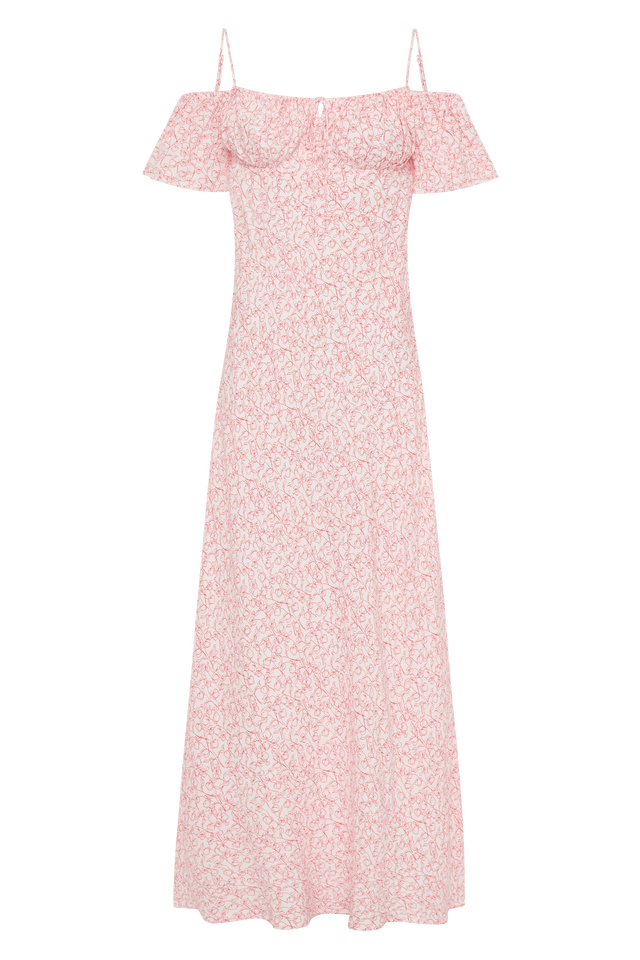 Menton Midi Dress Calla Vermillion