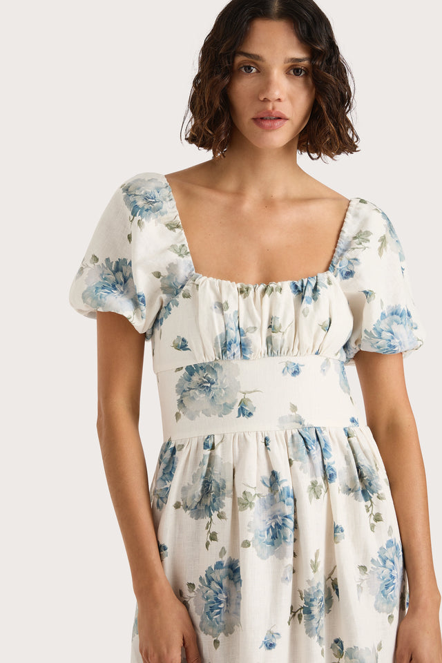 Dalia Midi Dress Cecile Floral Pale Blue