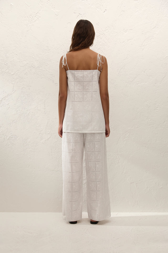 Mora Top Handkerchief Broderie White
