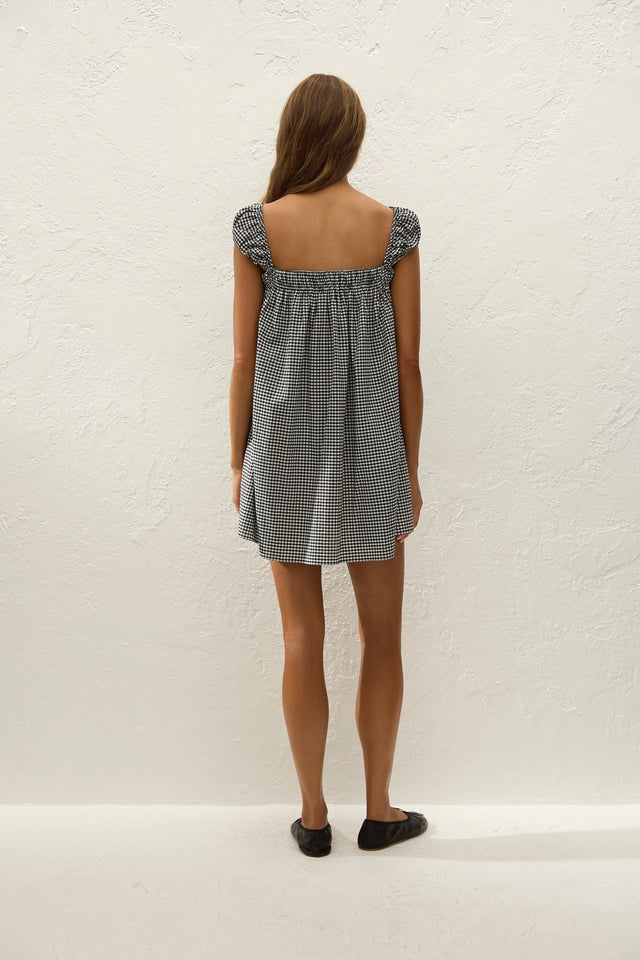 Belinha Mini Dress Cantinho Gingham Black