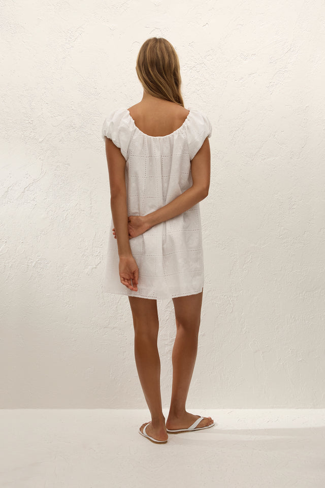 Serafina Mini Dress Handkerchief Broderie White