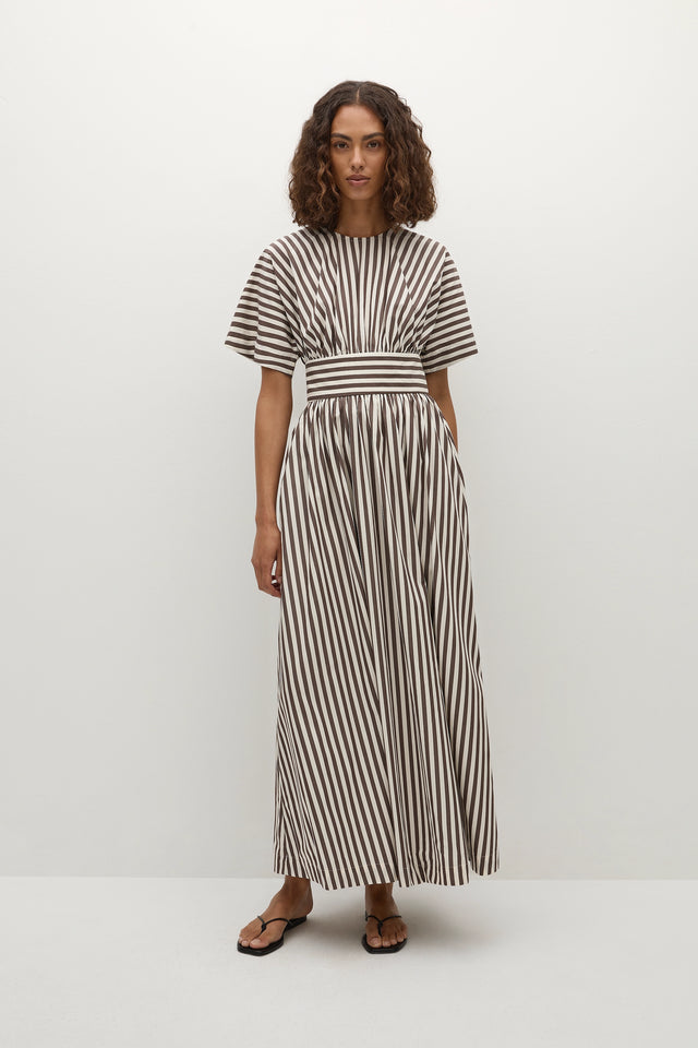 Faithfull | Women's Oda Maxi Dress Norway Stripe Espresso - Final Sale | XXL Faithfull | Women's Oda Maxi Dress Norway Stripe Espresso - Final Sale | XXL
