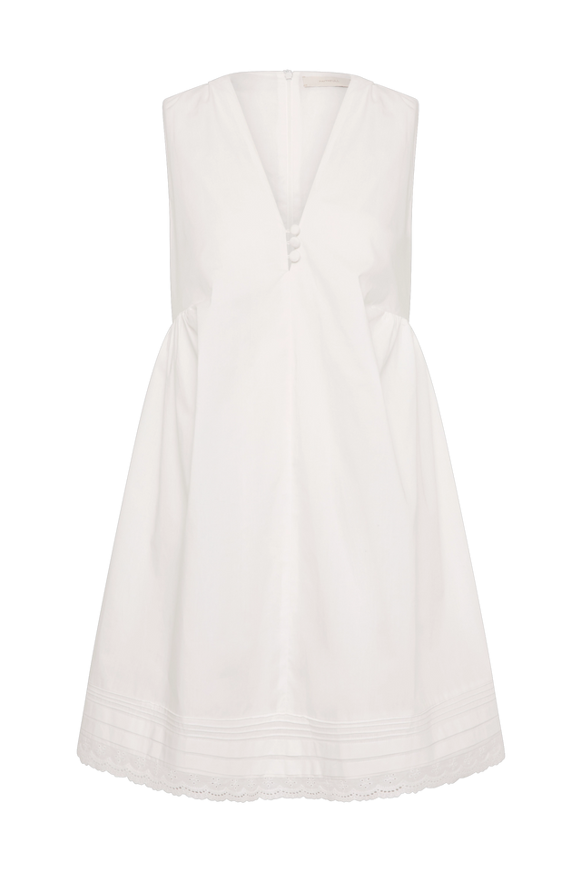 fiore short dress Fiore Open Back Lace Trim Mini Dress AmericanThreads Women's Boutique Chambray / S