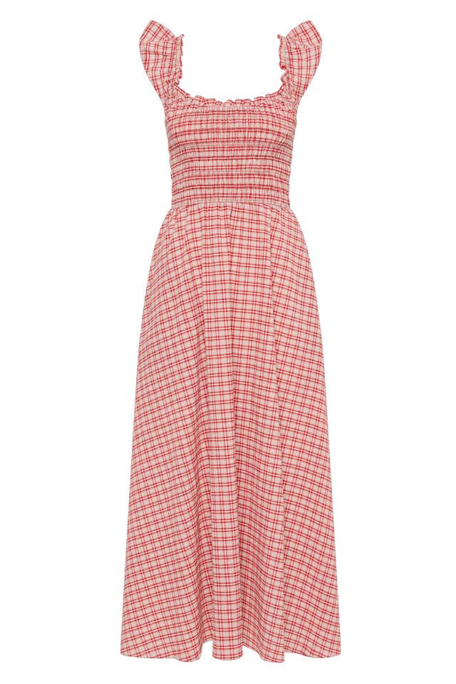 Eudora Midi Dress Vintage Red Check