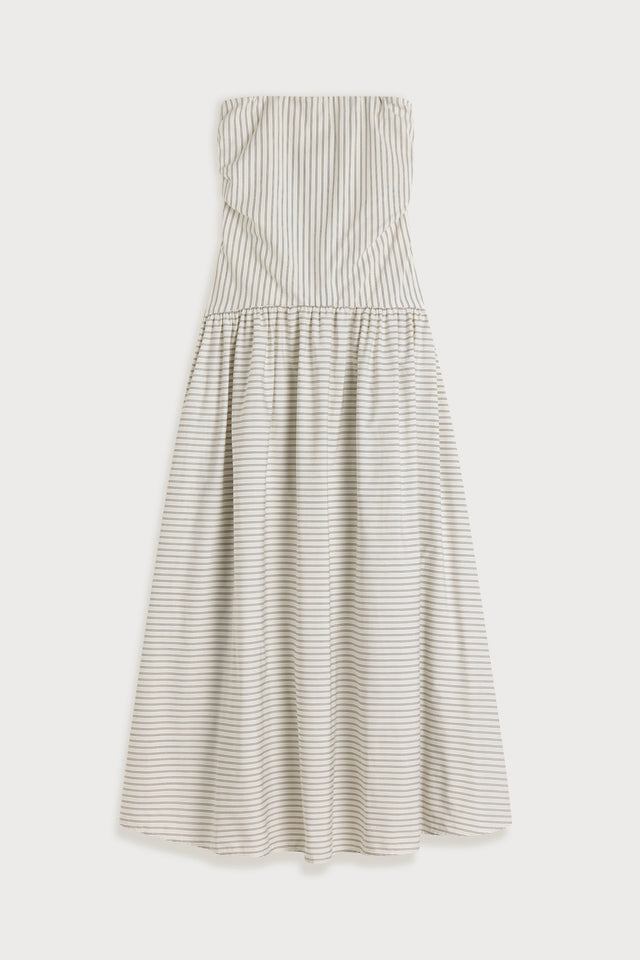 Lue Midi Dress Oliva Stripe Ecru
