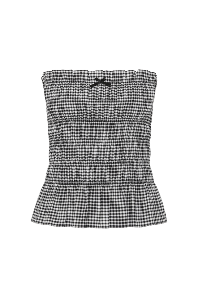 Leya Top Cantinho Gingham Black