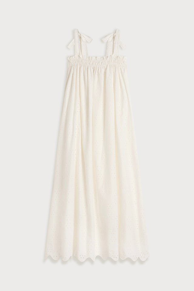 Noela Midi Dress Sandara Broderie White