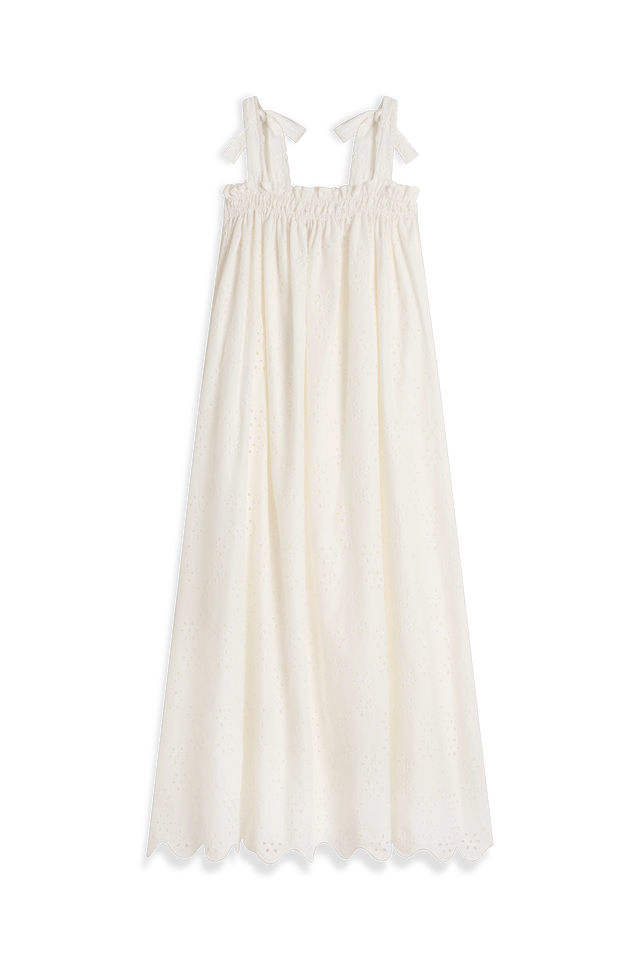 Noela Midi Dress Sandara Broderie White
