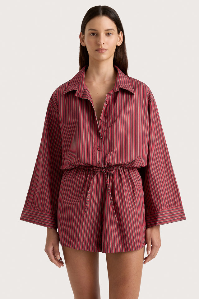 Freja Playsuit Wine Stripe